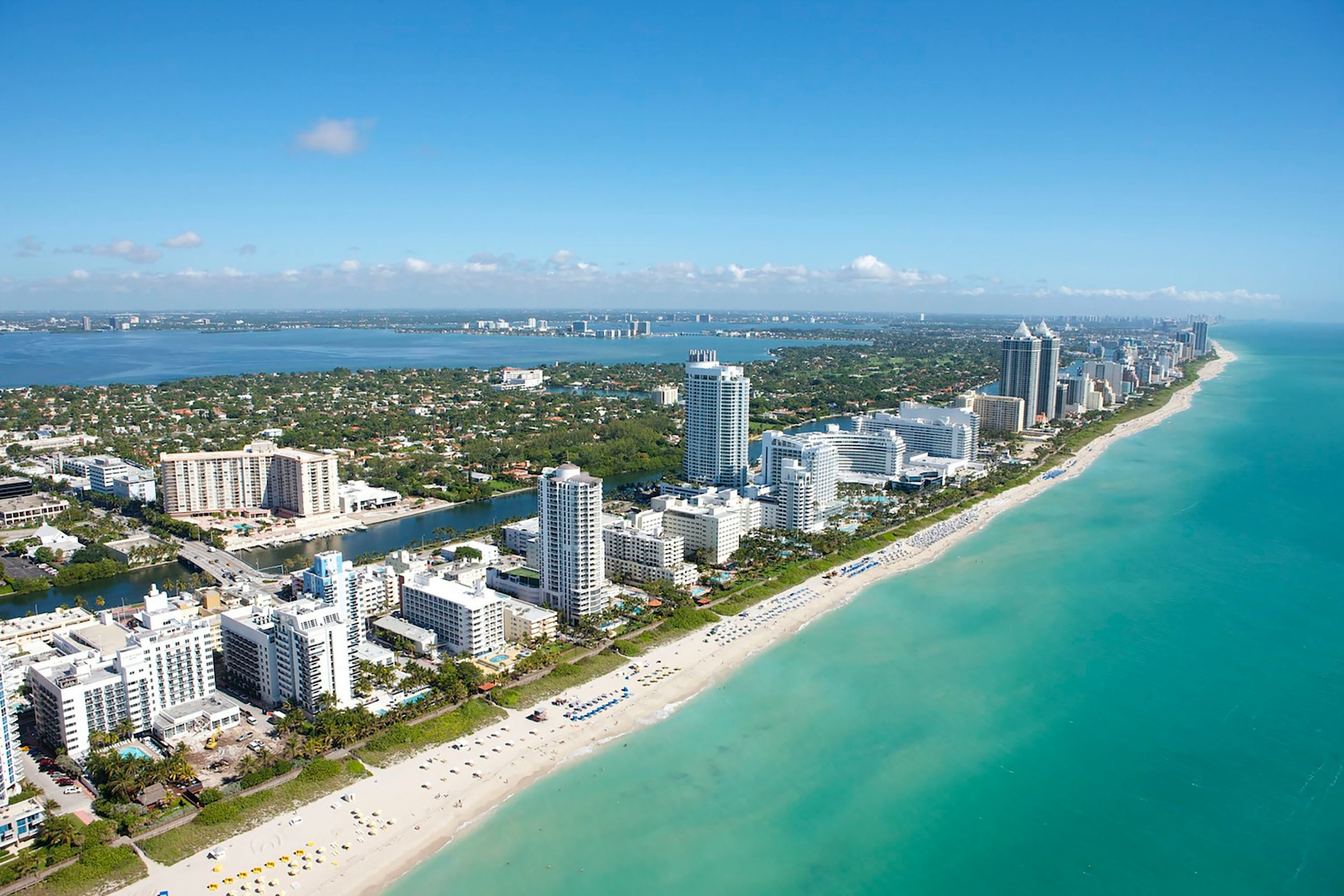 Miami coastline aerial view
